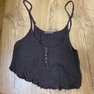 Urban outfitters brown flowy crop top size small with adjustablestraps